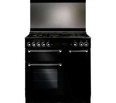 RANGEMASTER  90 Dual Fuel Range Cooker - Black & Chrome